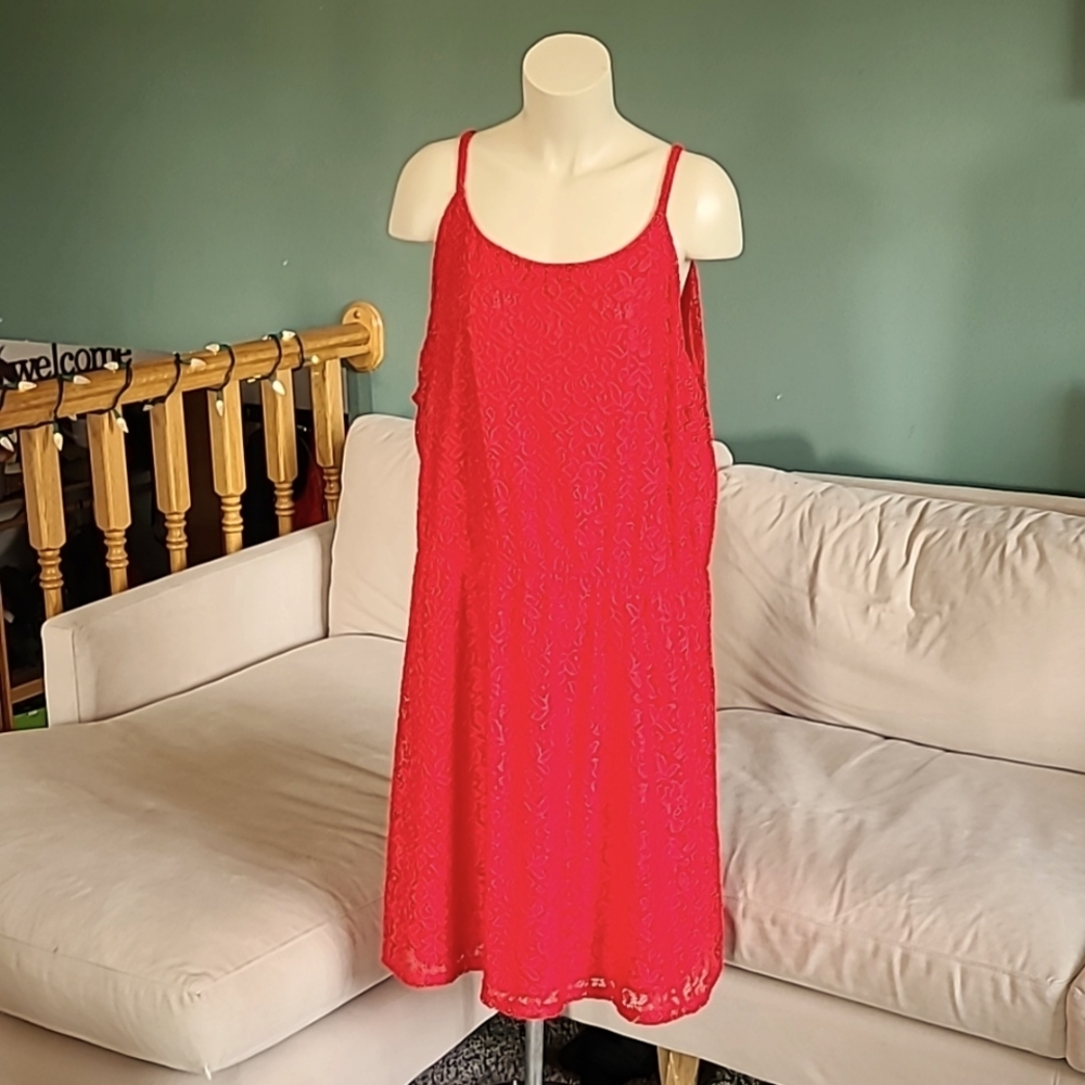 Maurices Bright Orange/Coral Lace Dress, size 3XL